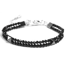 Natural Faceted 3MM Black spinel Stone Beads Bracelet Hematite Chain Jewelry Men - £11.18 GBP