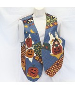 Halloween Vest Reversible plus Boo Pin Ghost Pumpkins Candy Corn Women L... - $29.39