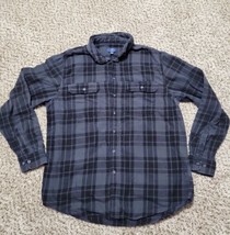 George Men&#39;s Long Sleeve Gray Black Flannel Button-Up Shirt Size XLT (46... - $10.00