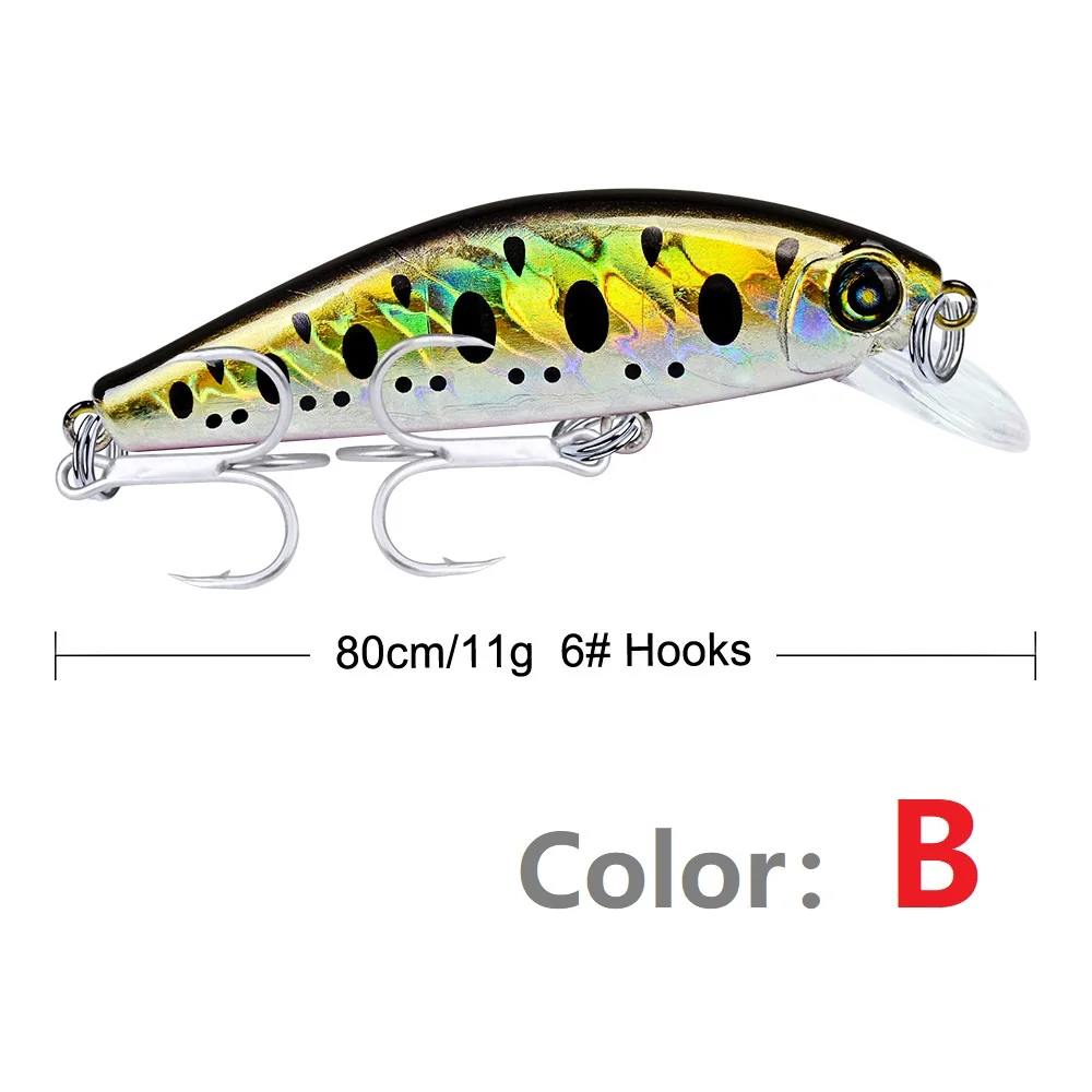  2019 Minnow 8cm 11g fishing lure small fish vibrating light hard baits crankbai - $34.01