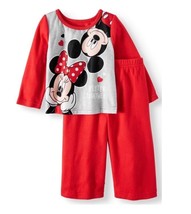 AME Baby Girl 2-Piece Long-Sleeve Flannel Sleepwear Set, Minnie Mouse, Size 3T - £11.78 GBP