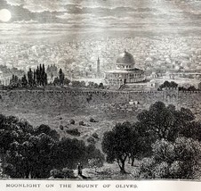 Moonlight On The Mount Of Olives 1909 Wood Engraving The Life Of Christ DWFF8 - £25.91 GBP