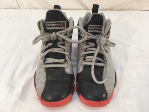 Primary image for NIKE AIR JORDANS GRAY ORANGE BLACK CHILDREN'S sz1.5Y LACE UP BASKETBALL SHOES