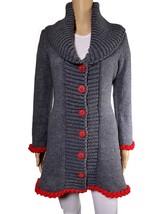 Knitted cardigan - dress with a high neck collar - £179.20 GBP