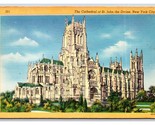 Cathedral of St John the Divine  New York City NY NYC Linen Postcard P27 - $1.93