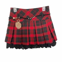 MZG Red Black Tartan Plaid Pleated Mini Skirt NWOT - £29.72 GBP
