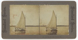 c1900&#39;s Real Photo Rare Stereoview Sailboat, Boating on Lake Worth, Florida - £36.44 GBP