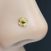 Blumenmuster Stil 18k Echt Gold Nasen Ring Damen Quadrat Nasenstecker Pu... - £22.43 GBP