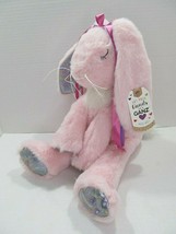 Ganz Hug Me Pink Peony Bunny Ribbon Oil Swirl Shinny Accents HE10434 w/tag 11&quot; - £18.75 GBP