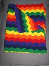 Rainbow Stripe Waves Knit Knitted Yarn Baby Blanket Photo Prop Stroller - £31.64 GBP