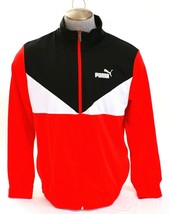 Puma Cat Logo Red Black &amp; White Zip Front Track Jacket Men&#39;s NWT - $69.99