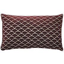 Seigaiha Scallop Textured Velvet Burgundy Throw Pillow 12x19, with Polyfill Inse - £55.91 GBP