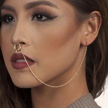 Nose Rings with Chain Fashion Ear Chain Long Hook Earrings for Women Uni... - $23.00