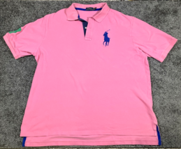 Polo Ralph Lauren Shirt Mens 2XLT Pink Big Pony Preppy Rugby Big&amp;Tall Ka... - $38.49