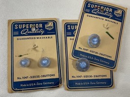 Vintage SUPERIOR Quality  Gold Lustered BLUE Glass Buttons  Eyes Floral  F - $175.91 MXN