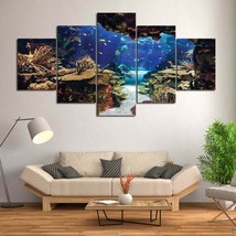Multi Panel Print Divers Cave Reef Canvas Wall Art Ocean Life Underwater 5 Piece - £21.98 GBP+
