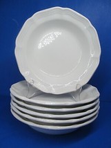 Mikasa F9000 French Countryside Set Of 6 White 8 1/4&quot; Rimmed Soup Bowls VGC - £38.55 GBP