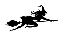 Witch On Broomstick Vinyl Sticker V5 Flying Halloween - Die Cut Decal - £3.90 GBP+