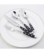 4 PCS Elegant Knife Fork Spoon Stainless Steel Cutlery Set Delicate Dinn... - $17.33