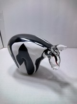 ART Glass Black White Holstein COW Paperweight Figurine Heavy - £19.07 GBP