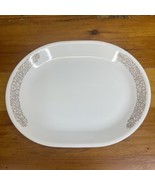 Corning Corelle WOODLAND Brown Floral Flowers Serving Platter  12X10 Gre... - £7.82 GBP