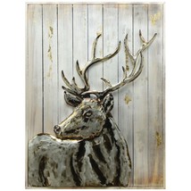 40 x 30 in. Deer 2 Hand Painted Primo Mixed Media Iron Wall Sculpture on... - $254.00