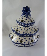 Boleslawiec Polish Handmade Pottery Ceramic Christmas Tree Candle Holder... - $71.82 CAD
