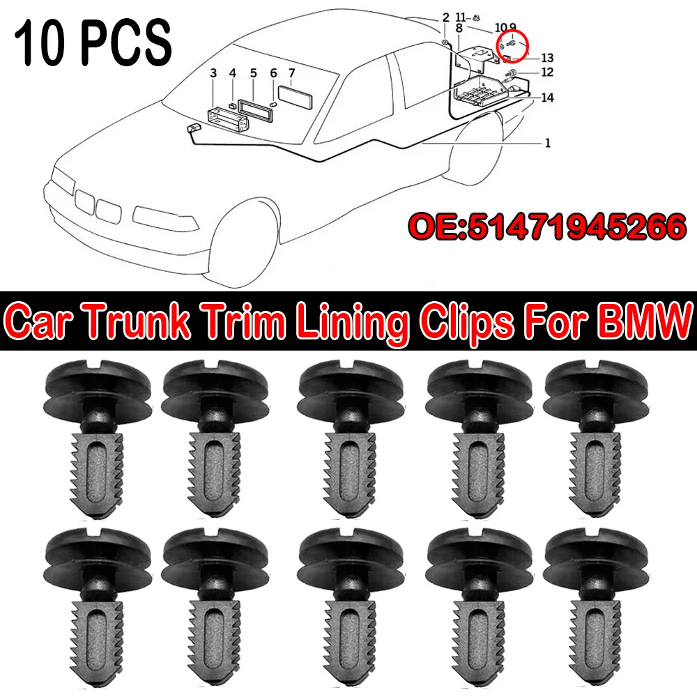 10pcs Car Trunk Floor Trim Panel Dash Cover Boot Lining Clips For BMW 3-... - $10.69