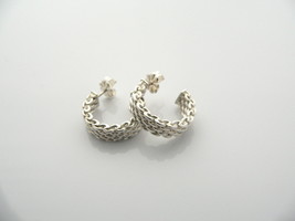 Tiffany &amp; Co Silver Somerset Mesh Weave Hoops Earrings Studs Gift Love S... - £285.51 GBP