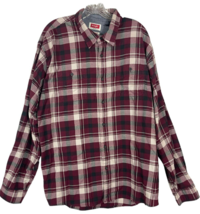 Wrangler Men Long Sleeve Relax Fit Collared 2XL Red White Plaid Button-U... - £10.65 GBP