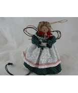 Vintage Angel Christmas Ornament with light attachment Wood and Cloth 5.... - $9.89