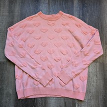 Xhilaration Sweater Womens Small Pink Hearts Embossed Textured Love Valentine - £15.90 GBP