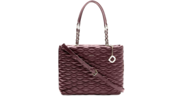 DKNY Lara Cordovan Purple Burgundy Large Quilted Leather Shopper Tote Bag - $108.00
