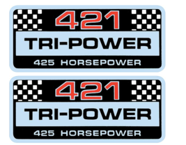 Pontiac 421 425HP Tri Power Valve Cover Decal Set GTO Bonneville Grand Prix - $34.98