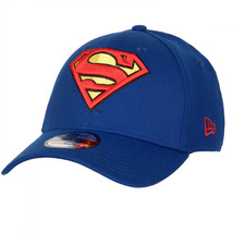 Superman Classic Emblem New Era 39Thirty Fitted Hat Blue - £35.22 GBP