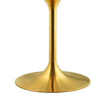 54&quot; White Round Lacquered Wood Top Pedestal Stem Dining Table Gold Base - £879.25 GBP