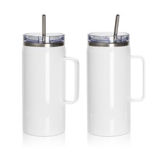 Sublimation Tumblers 40 Oz With Handle Lid And Straw White Insulated Stainless S - $56.99