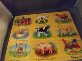 Melissa &amp; Doug Farm Animals 8 Piece Peg Puzzle With Sound - $10.00