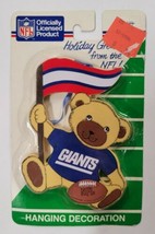 Vintage NIP Kurt Adler NFL NY Giants Wooden Teddy Bear Ornament - £8.67 GBP