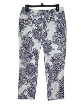 Chico&#39;s Womens Pants So Slimming Capri Paisley Floral Stretch Purple Sz. 1.5 - £18.63 GBP