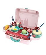 Pretend Toy Role Play Kid Kitchen Playset Suitcase Children Gift Easy Ca... - $33.94 CAD