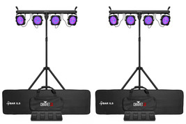 2 Chauvet DJ 4BAR ILS Wash Lighting Kits 8) Par Lights+Tripods+Footswitc... - £867.52 GBP