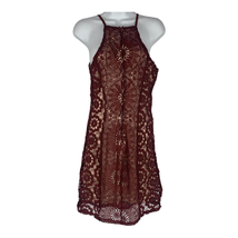 Francesca’s Women&#39;s Burgundy Caylee Lace Shift Dress w/ Spaghetti Straps - £25.78 GBP