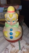 Vintage 1977 SaniToy Roly Poly Wobble CLOWN Baby Toy Bell Sound - £6.76 GBP