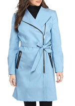 Nwt Rafaella ~Size Large~ Faux-Leather Trim Twill Trench Coat Jacket Retail $128 - £39.64 GBP