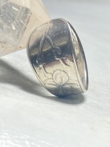 Wishbone Ring Spoon band 4 Leaf Clover Good Luck sterling silver women size 6.50 - £53.80 GBP