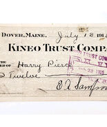 1915 Kineo Trust Company Bank Check E.A. Sampson Dover Maine Signed 7113... - €17,16 EUR