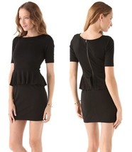 Ella Moss &#39;Emily&#39; Black Jersey Peplum Dress Exposed Zipper $198, L New! - £38.93 GBP
