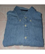  John Ashford Men&#39;s Long Sleeve Denim Shirt Casual Regular Fit Size Medium - $27.40 CAD
