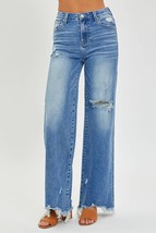 RISEN Full Size High Rise Frayed Hem Wide Leg Jeans - £55.43 GBP